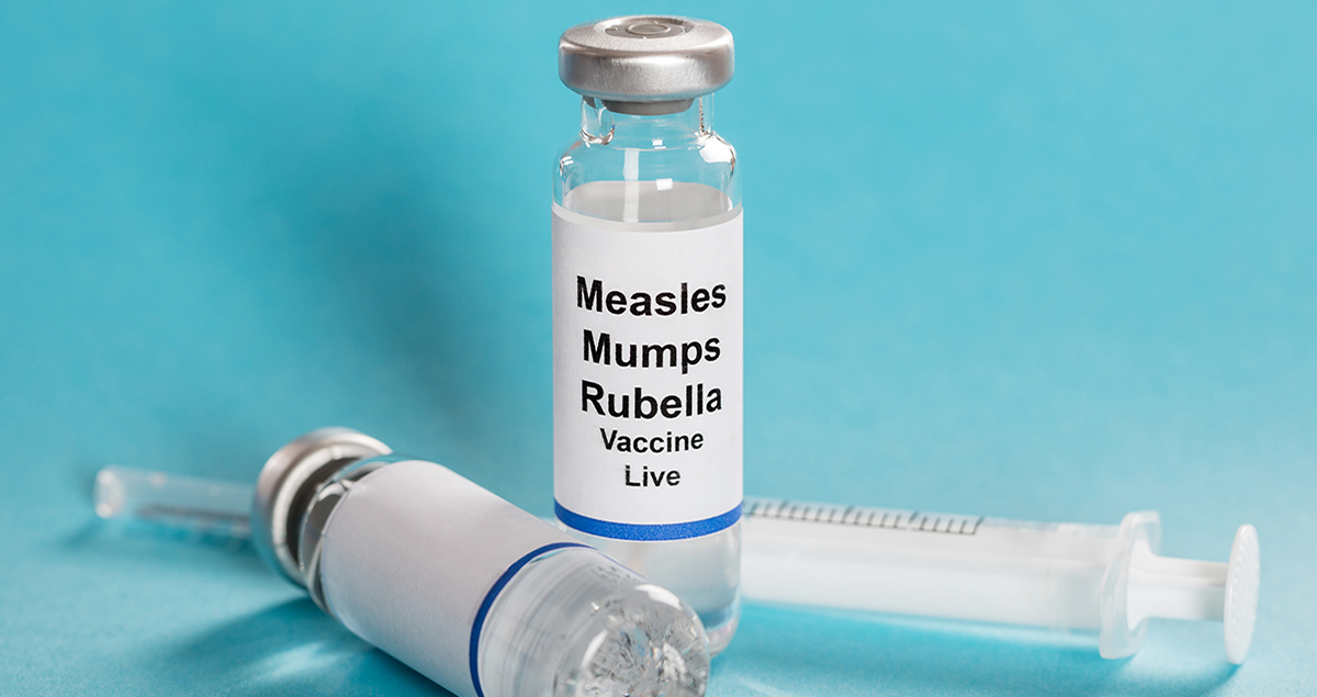 Measles Mumps Rubella Vaccine Vials With Syringe