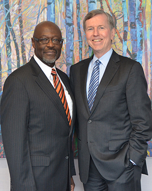 Holy Cross Health President and CEO Kevin J. Sexton with Hercules Pinkney, Chair Holy Cross Health Board of Directors